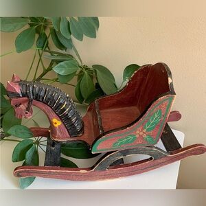 Vintage Wooden Doll Horse Sleigh